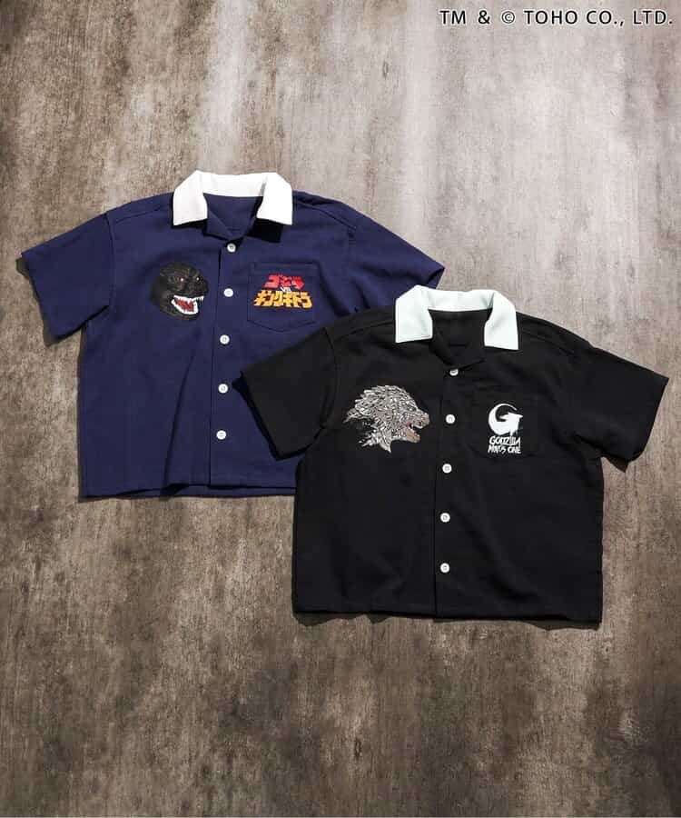 日本童裝 BREEZE x GODZILLA 哥斯拉刺繡襯衫 100-150cm 親子裝 男童款 夏季 TOPS