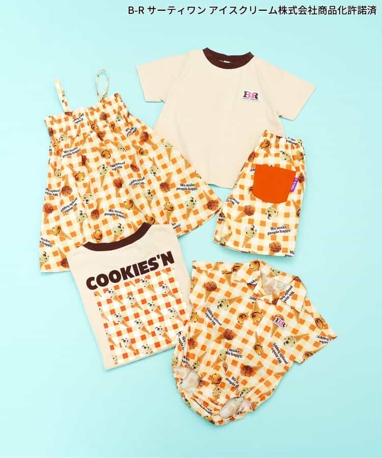 日本童裝 apres les cours x BASKIN ROBBINS 襯衫連衣 70-80cm 男童款 初生嬰兒 夏季 Jumpsuit