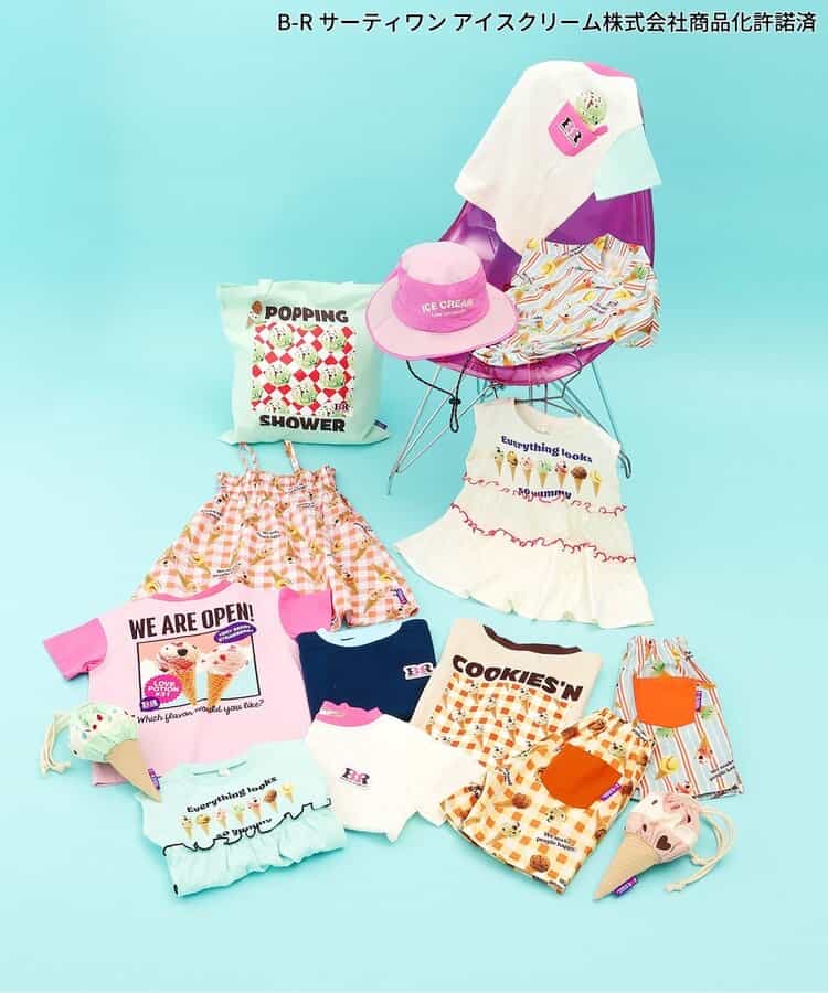 日本童裝 apres les cours x BASKIN ROBBINS 襯衫連衣 70-80cm 男童款 初生嬰兒 夏季 Jumpsuit