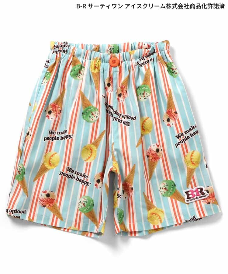 日本童裝 apres les cours x BASKIN ROBBINS 雪糕印花短褲 80-140cm 男童款 夏季 PANTS