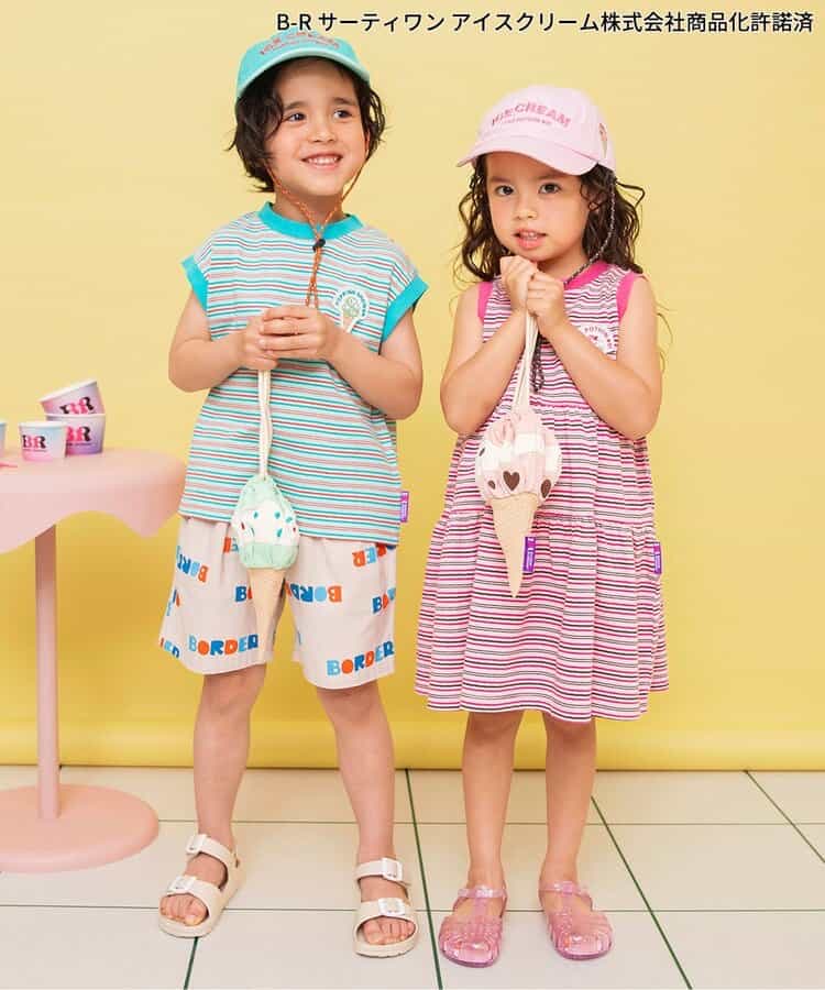 日本童裝 BREEZE x BASKIN ROBBINS 間條連身裙 80-140cm 女童款 夏季 DRESSES