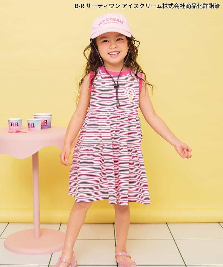 日本童裝 BREEZE x BASKIN ROBBINS 間條連身裙 80-140cm 女童款 夏季 DRESSES