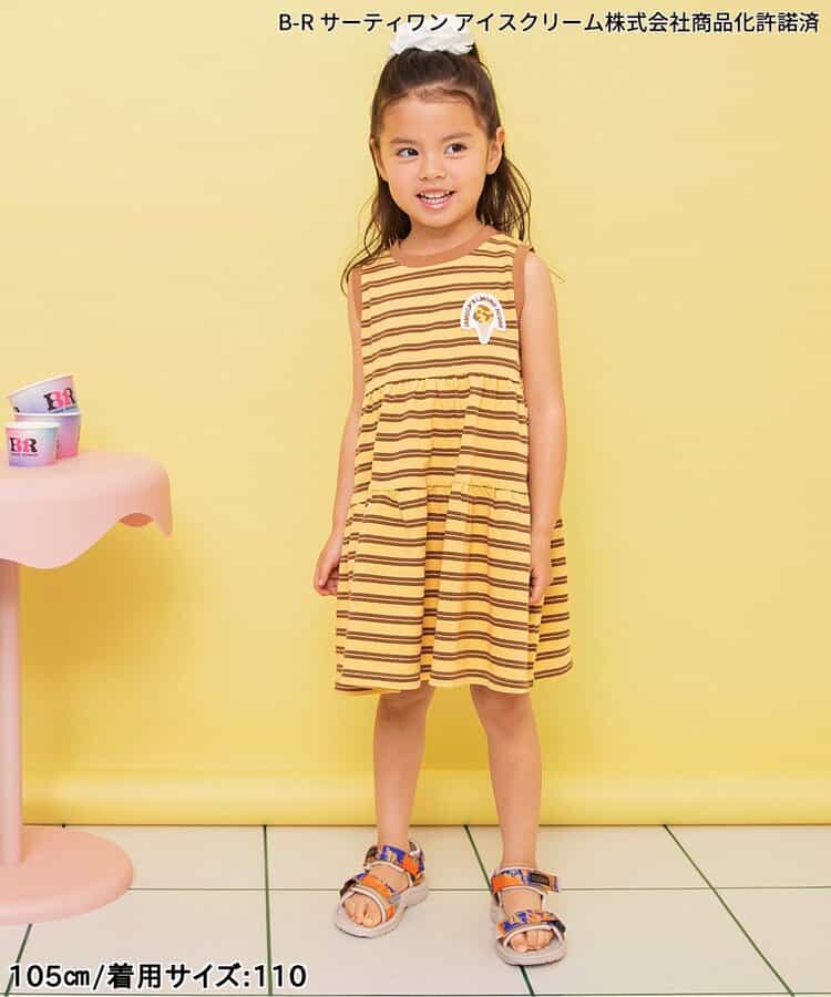 日本童裝 BREEZE x BASKIN ROBBINS 間條連身裙 80-140cm 女童款 夏季 DRESSES