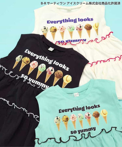 日本童裝 apres les cours x BASKIN ROBBINS 木耳邊背心 80-140cm 女童款 夏季 TOPS