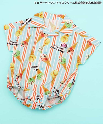 日本童裝 apres les cours x BASKIN ROBBINS 襯衫連衣 70-80cm 男童款 初生嬰兒 夏季 Jumpsuit