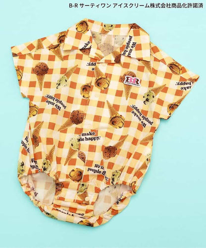 日本童裝 apres les cours x BASKIN ROBBINS 襯衫連衣 70-80cm 男童款 初生嬰兒 夏季 Jumpsuit