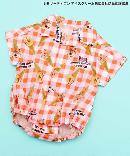 日本童裝 apres les cours x BASKIN ROBBINS 襯衫連衣 70-80cm 男童款 初生嬰兒 夏季 Jumpsuit
