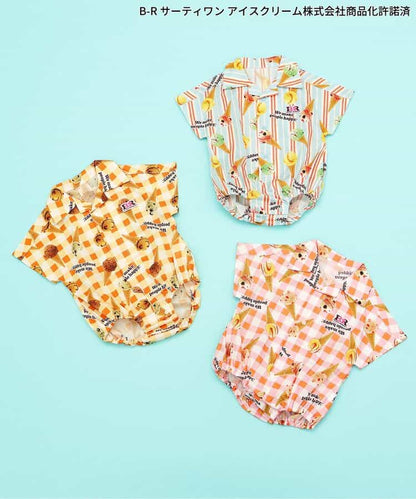 日本童裝 apres les cours x BASKIN ROBBINS 襯衫連衣 70-80cm 男童款 初生嬰兒 夏季 Jumpsuit