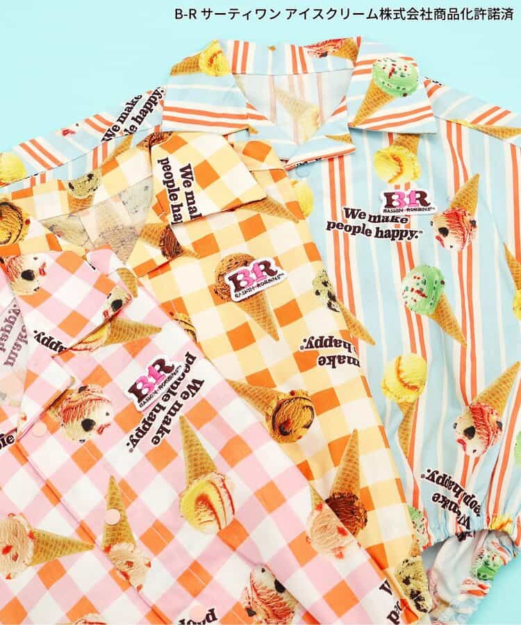 日本童裝 apres les cours x BASKIN ROBBINS 襯衫連衣 70-80cm 男童款 初生嬰兒 夏季 Jumpsuit