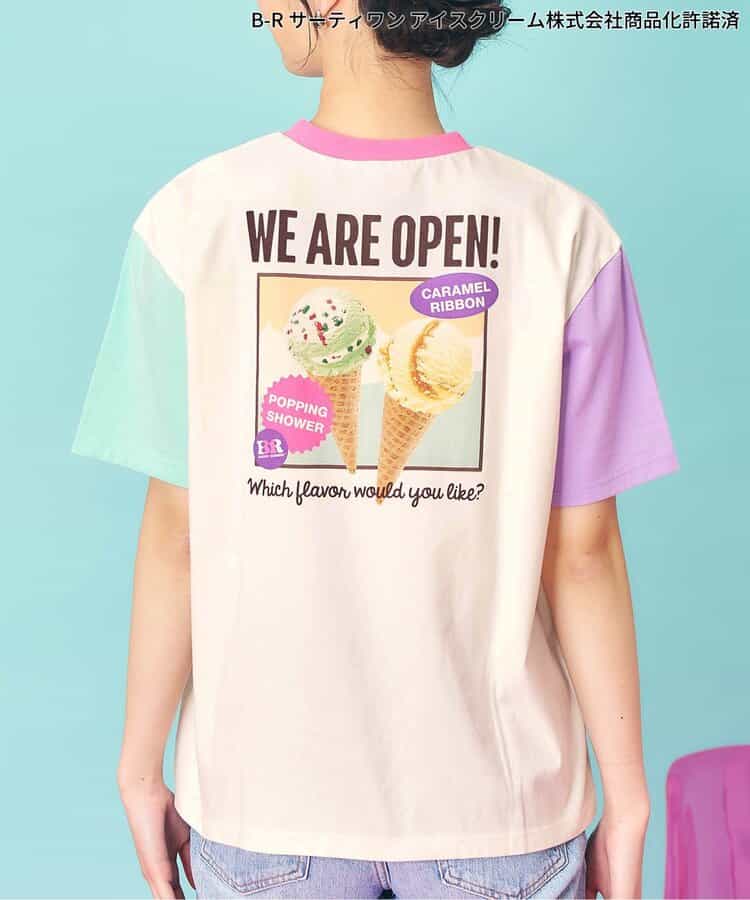 日本童裝 apres les cours x BASKIN ROBBINS 印花上衣 M 親子裝 大人款 夏季 TOPS