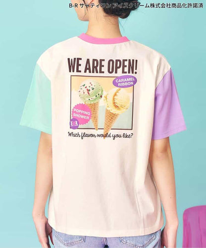 日本童裝 apres les cours x BASKIN ROBBINS 印花上衣 M 親子裝 大人款 夏季 TOPS