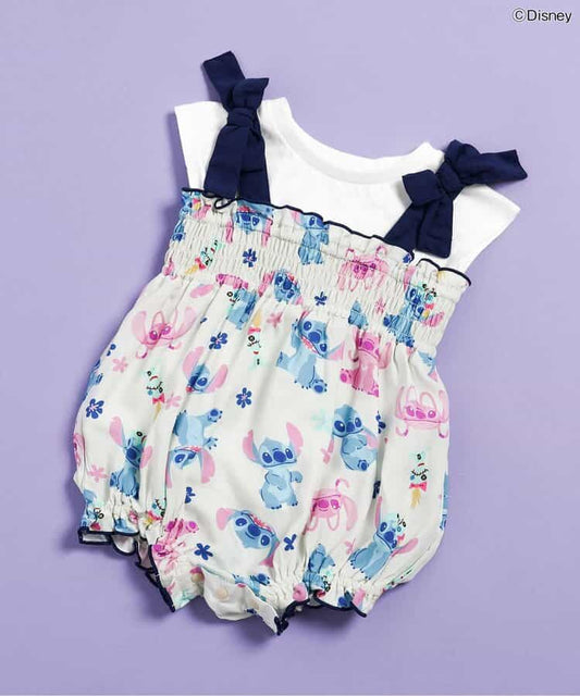 日本童裝 BREEZE x Disney Stitch 吊帶連衣＋上衣套裝 70-80cm 女童款 初生嬰兒 夏季 Jumpsuit TOPS