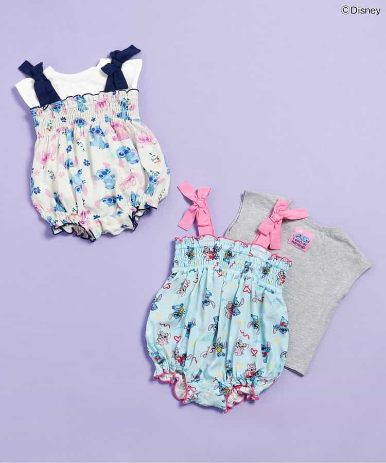 日本童裝 BREEZE x Disney Stitch 吊帶連衣＋上衣套裝 70-80cm 女童款 初生嬰兒 夏季 Jumpsuit TOPS