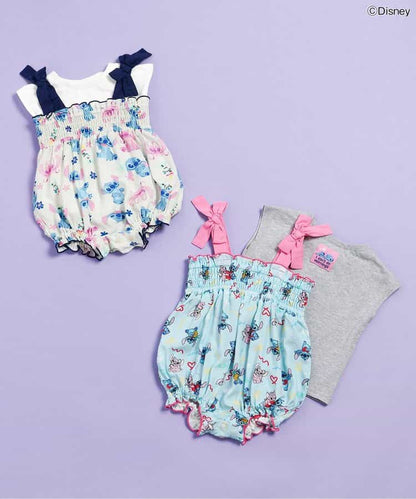 日本童裝 BREEZE x Disney Stitch 吊帶連衣＋上衣套裝 70-80cm 女童款 初生嬰兒 夏季 Jumpsuit TOPS