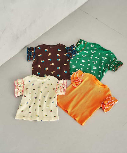 日本童裝 apres les cours 花邊袖上衣 80-140cm 女童款 夏季 TOPS