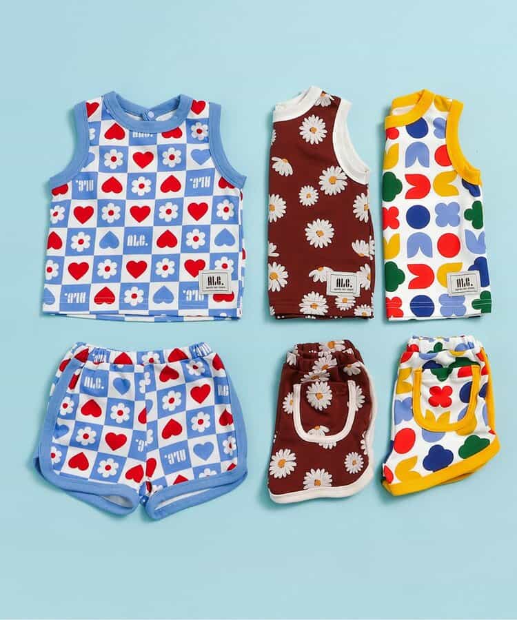 日本童裝 apres les cours 吸水速乾 接觸冷感 兩件套裝 70-80cm 男童款 初生嬰兒 夏季 TOPS PANTS