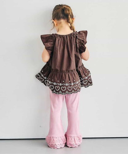 日本童裝 apres les cours 心型花花蕾絲上衣 80-140cm 女童款 夏季 TOPS