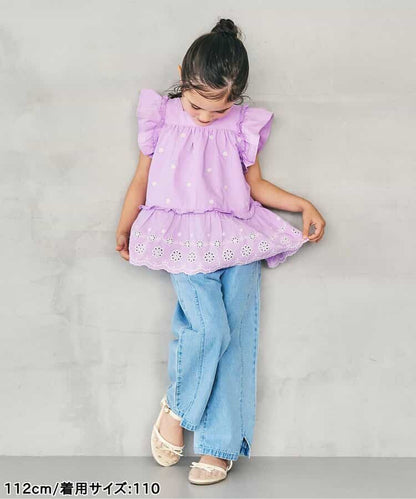日本童裝 apres les cours 心型花花蕾絲上衣 80-140cm 女童款 夏季 TOPS