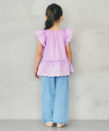日本童裝 apres les cours 心型花花蕾絲上衣 80-140cm 女童款 夏季 TOPS
