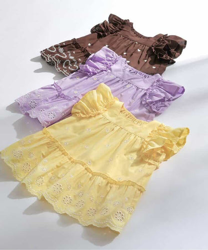 日本童裝 apres les cours 心型花花蕾絲上衣 80-140cm 女童款 夏季 TOPS