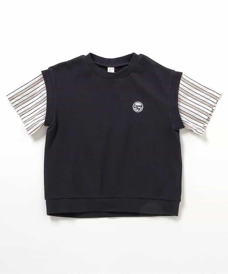 日本童裝 apres les cours 接觸冷感 假兩件短袖上衣 80-130cm 男童款 夏季 TOPS