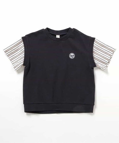 日本童裝 apres les cours 接觸冷感 假兩件短袖上衣 80-130cm 男童款 夏季 TOPS