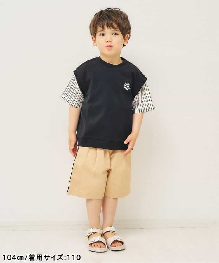 日本童裝 apres les cours 接觸冷感 假兩件短袖上衣 80-130cm 男童款 夏季 TOPS