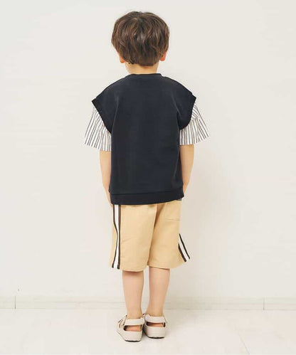 日本童裝 apres les cours 接觸冷感 假兩件短袖上衣 80-130cm 男童款 夏季 TOPS