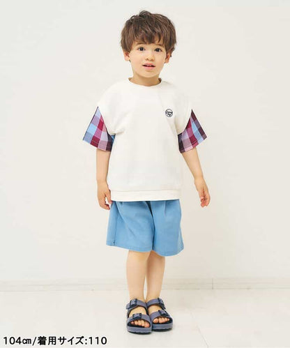 日本童裝 apres les cours 接觸冷感 假兩件短袖上衣 80-130cm 男童款 夏季 TOPS