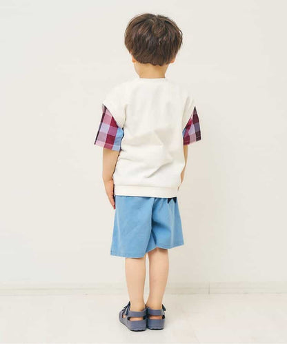 日本童裝 apres les cours 接觸冷感 假兩件短袖上衣 80-130cm 男童款 夏季 TOPS