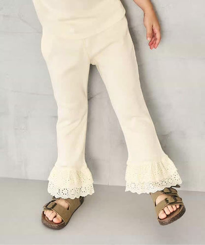 日本童裝 apres les cours 接觸冷感 蕾絲荷葉邊長褲 70-140cm 女童款 夏季 PANTS