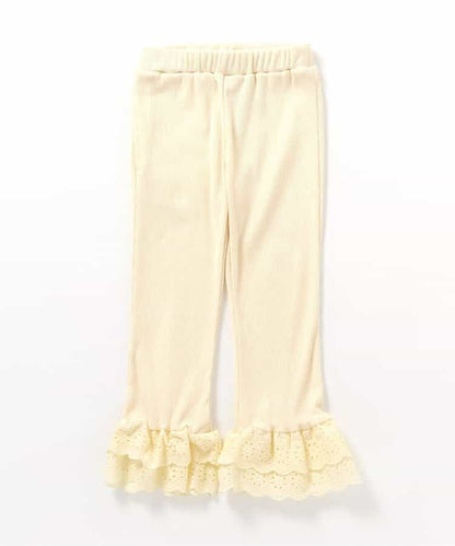 日本童裝 apres les cours 接觸冷感 蕾絲荷葉邊長褲 70-140cm 女童款 夏季 PANTS