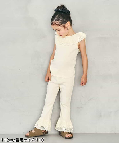 日本童裝 apres les cours 接觸冷感 蕾絲荷葉邊長褲 70-140cm 女童款 夏季 PANTS