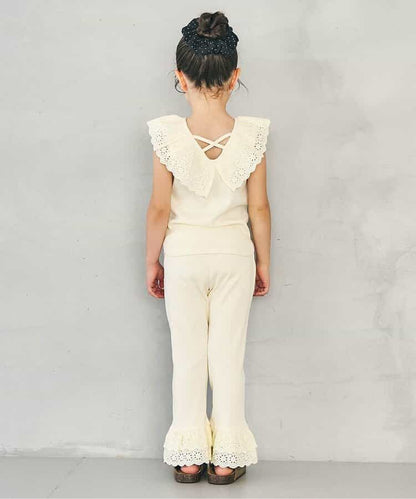 日本童裝 apres les cours 接觸冷感 蕾絲荷葉邊長褲 70-140cm 女童款 夏季 PANTS