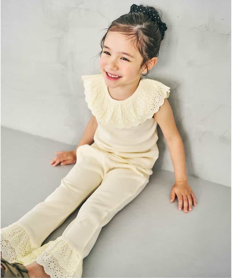 日本童裝 apres les cours 接觸冷感 蕾絲荷葉邊長褲 70-140cm 女童款 夏季 PANTS