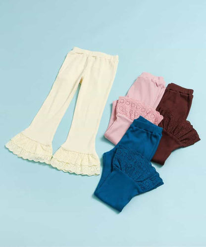 日本童裝 apres les cours 接觸冷感 蕾絲荷葉邊長褲 70-140cm 女童款 夏季 PANTS