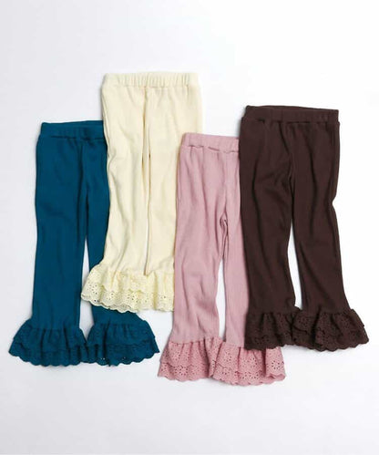 日本童裝 apres les cours 接觸冷感 蕾絲荷葉邊長褲 70-140cm 女童款 夏季 PANTS