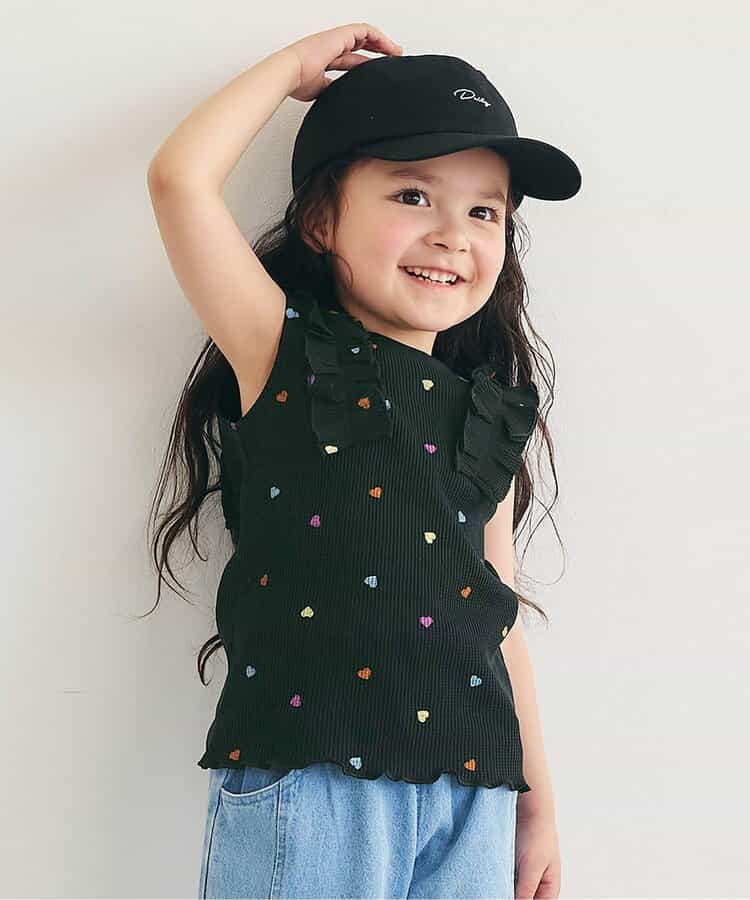 日本童裝 apres les cours 無袖華夫格荷葉邊上衣 80-140cm 女童款 夏季 TOPS