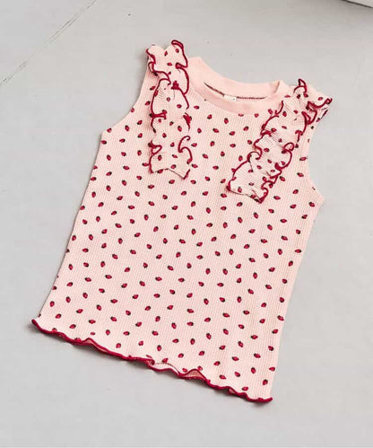 日本童裝 apres les cours 無袖華夫格荷葉邊上衣 80-140cm 女童款 夏季 TOPS