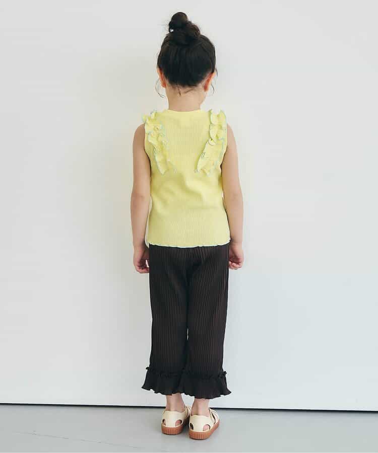 日本童裝 apres les cours 無袖華夫格荷葉邊上衣 80-140cm 女童款 夏季 TOPS