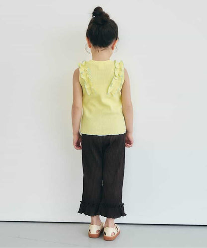 日本童裝 apres les cours 無袖華夫格荷葉邊上衣 80-140cm 女童款 夏季 TOPS