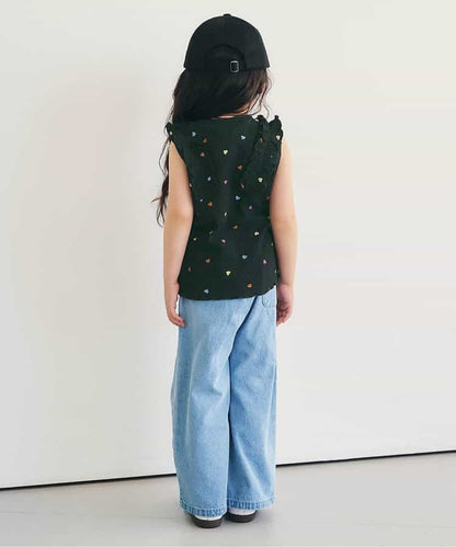 日本童裝 apres les cours 無袖華夫格荷葉邊上衣 80-140cm 女童款 夏季 TOPS