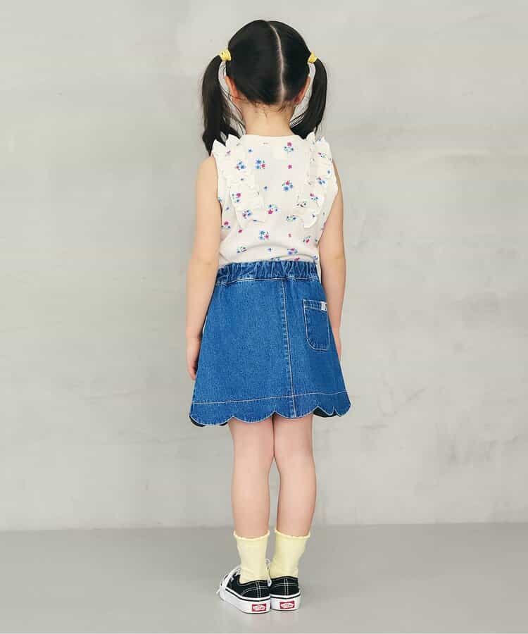 日本童裝 apres les cours 無袖華夫格荷葉邊上衣 80-140cm 女童款 夏季 TOPS
