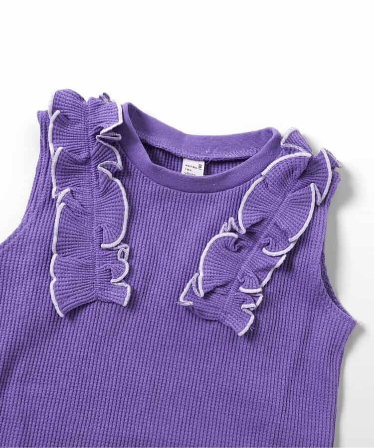 日本童裝 apres les cours 無袖華夫格荷葉邊上衣 80-140cm 女童款 夏季 TOPS