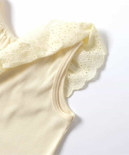 日本童裝 apres les cours 接觸冷感 蕾絲荷葉邊上衣 70-140cm 女童款 夏季 TOPS