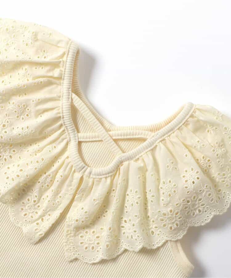 日本童裝 apres les cours 接觸冷感 蕾絲荷葉邊上衣 70-140cm 女童款 夏季 TOPS