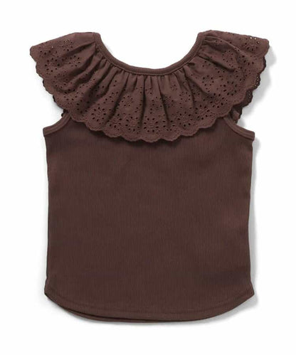 日本童裝 apres les cours 接觸冷感 蕾絲荷葉邊上衣 70-140cm 女童款 夏季 TOPS