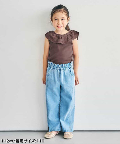 日本童裝 apres les cours 接觸冷感 蕾絲荷葉邊上衣 70-140cm 女童款 夏季 TOPS