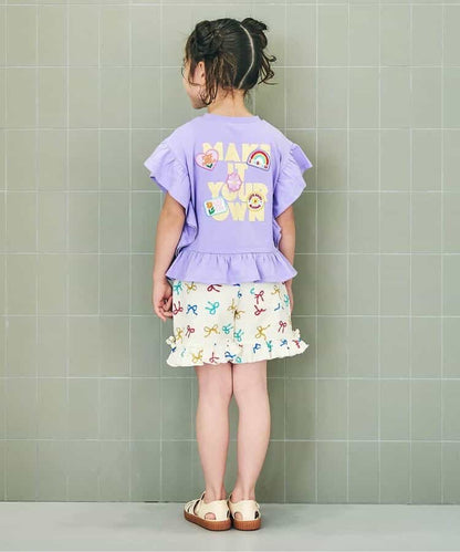 日本童裝 apres les cours 荷葉邊印花上衣 80-140cm 女童款 夏季 TOPS