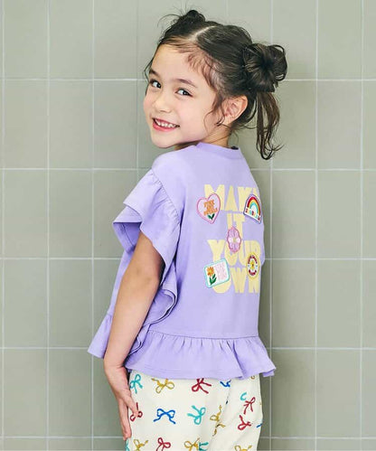 日本童裝 apres les cours 荷葉邊印花上衣 80-140cm 女童款 夏季 TOPS